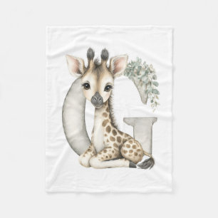 Süße Wasserfarbe-Baby-Tier-Alphabet-Giraffe Fleecedecke