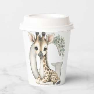 Süße Wasserfarbe-Baby-Tier-Alphabet-Giraffe Pappbecher