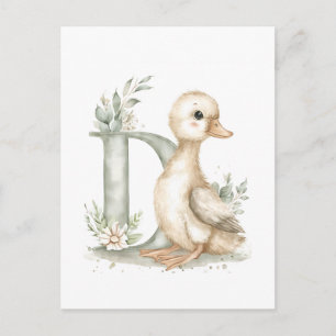 Süße Wasserfarbe-Baby-Tiere-Alphabet-Entchen Postkarte