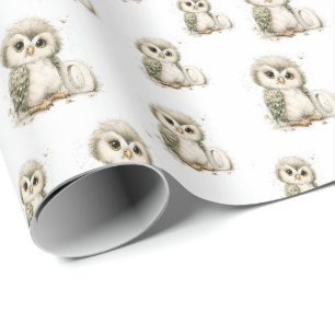 Süße Wasserfarbe-Baby-Tiere-Alphabet-Eule Geschenkpapier
