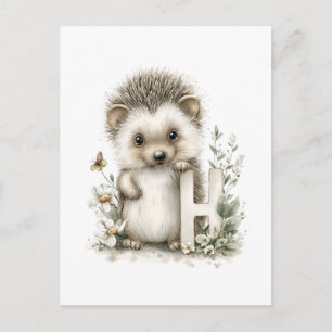 Süße Wasserfarbe-Baby-Tiere-Alphabet-Igel Postkarte
