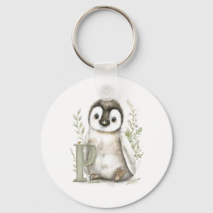 Süße Wasserfarbe-Baby-Tiere-Alphabet-Pinguin Schlüsselanhänger