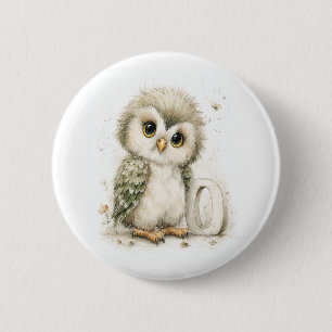 Süße Wasserfarbe-Baby-Tiere mit Alphabet-Buchstabe Button