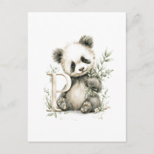 Süße Wasserfarbe-Baby-Tiere mit Alphabet-Panda Postkarte