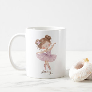 Süße Wasserfarbe-Ballerina Mädchen personalisierte Kaffeetasse