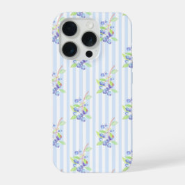 Süße Wasserfarbe Blaubeer Botanische Streifen Must iPhone 15 Pro Hülle