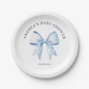 Süße Wasserfarbe Blaue Schleife Baby-Party Pappteller