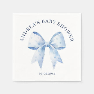 Süße Wasserfarbe Blaue Schleife Baby Shower Serviette