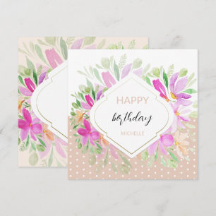 Süße Wasserfarbe Boho Lila Rosa Floral Karte