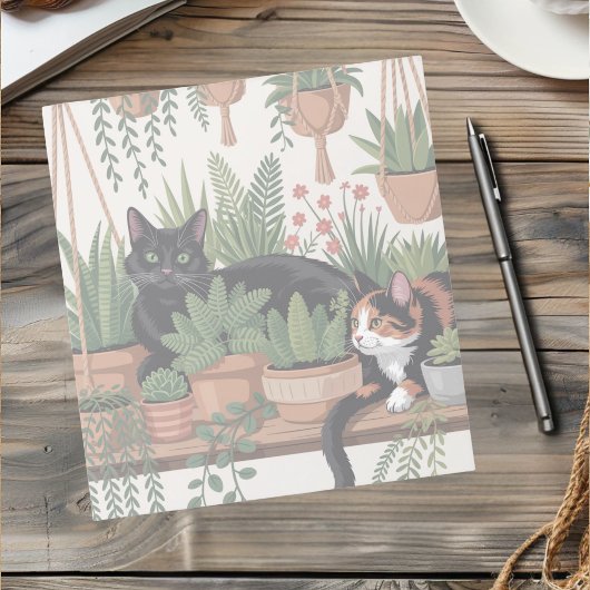 Süße Wasserfarbe Botanische Katze Notizblock