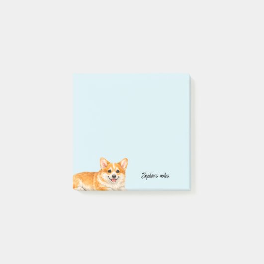 Süße Wasserfarbe Corgi Trendy Benutzerdefiniert Post-it Klebezettel (Vorderseite)