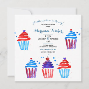 Süße Wasserfarbe-Cupcakes Baby Shower Einladung