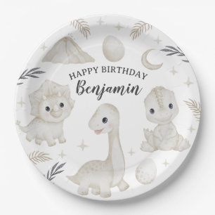 Süße Wasserfarbe-Dinosaurier-Boho-Geburtstags-Baby Pappteller