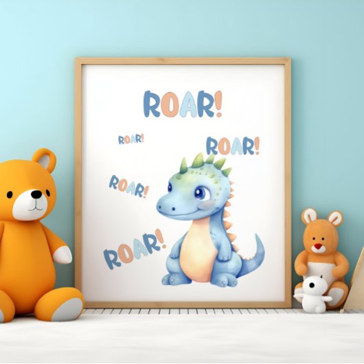 Süße Wasserfarbe-Dinosaurier-Kinderzimmer Poster