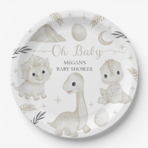 Süße Wasserfarbe-Dinosaurier Neutrale Babyparty Pappteller