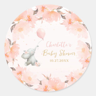 Süße Wasserfarbe-Elefanten-Blumen-Girl-Baby-Party Runder Aufkleber