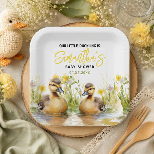 Süße Wasserfarbe-Enten-Baby- Shower für Jungen Pappteller
