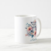Süße Wasserfarbe Eule Kirschblüten Personalisiert Kaffeetasse (VorderseiteRechts)