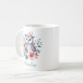 Süße Wasserfarbe Eule Kirschblüten Personalisiert Kaffeetasse (Vorderseite Links)