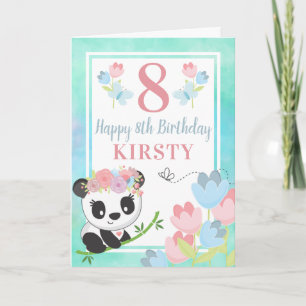 Süße Wasserfarbe Floral Frühling Panda Kinder Gebu Karte