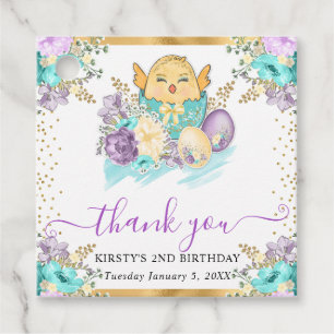 Süße Wasserfarbe Florale Küken und Eier Geburtstag Geschenkanhänger