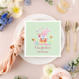 Süße Wasserfarbe-Garten-Häschen-Grün-Kinder-Geburt Serviette
