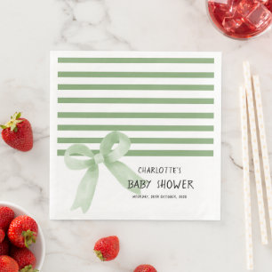 Süße Wasserfarbe Grüne Schleife Baby Shower Serviette