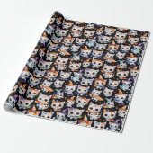 Süße Wasserfarbe Halloween Hexen Kätzchen Geschenkpapier (Ungerollt)