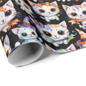 Süße Wasserfarbe Halloween Hexen Kätzchen Geschenkpapier (Rolleneckpunkt)