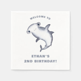 Süße Wasserfarbe Hammerhai-Geburtstag Serviette