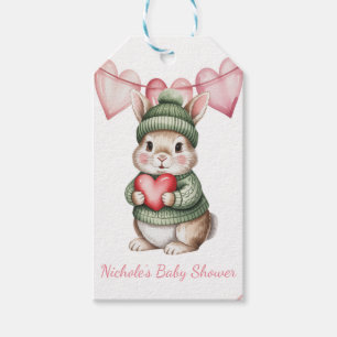 Süße Wasserfarbe-Hasen-Baby-Shower-Dankeschön Geschenkanhänger