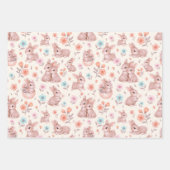 Süße Wasserfarbe-Hasen & Blumen Muster Geschenkpapier Set (Vorderseite 3)