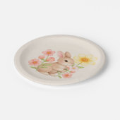Süße Wasserfarbe-Hasen-Blumen- Pappteller (Schrägansicht)