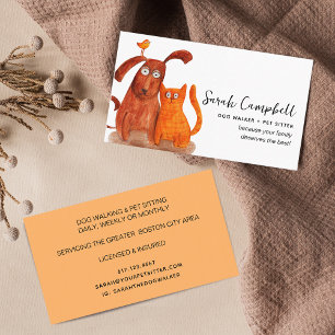 Süße Wasserfarbe Hundespaziergang Pet Sitting Visitenkarte