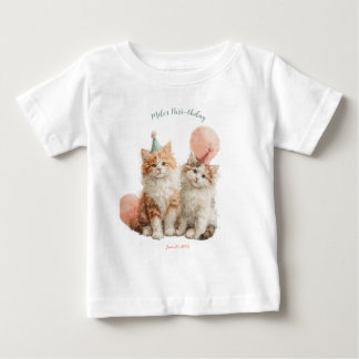 Süße Wasserfarbe-Kätzchen-Party-Katzen-Geburtstag Baby T-shirt
