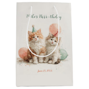 Süße Wasserfarbe-Kätzchen-Party-Katzen-Geburtstag Mittlere Geschenktüte