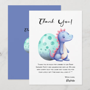 Süße Wasserfarbe Kleiner Dinosaurier Baby Shower Dankeskarte