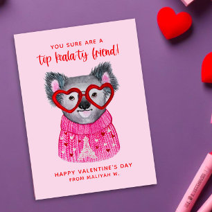 Süße Wasserfarbe-Koala-Kinder-Klassen-Valentinstag Mitteilungskarte
