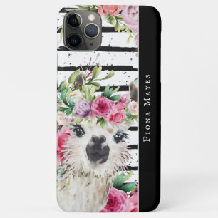 Süße Wasserfarbe-Lama   Florale & Streifen-Monogra Case-Mate iPhone Hülle