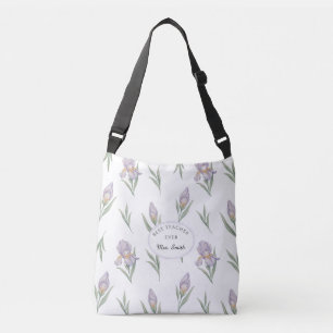 Süße Wasserfarbe Lila Iris Cottagecore Lehrerin Tragetaschen Mit Langen Trägern