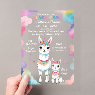 Süße Wasserfarbe-Llama-Mama-Mexikanische-Baby-Part Acryleinladungen