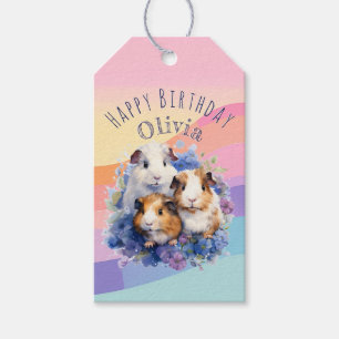 Süße Wasserfarbe-Meerschweinchen personalisierte G Geschenkanhänger