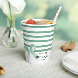 Süße Wasserfarbe-Mint-Schleife-Baby-Party Pappbecher