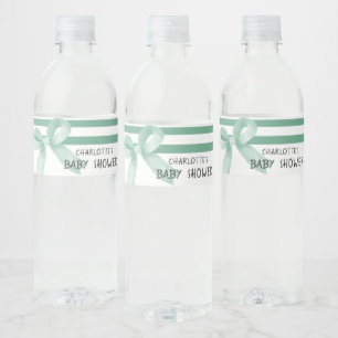 Süße Wasserfarbe Minze Schleife Baby Shower Wasserflaschenetikett