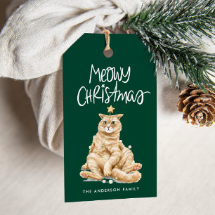 Süße Wasserfarbe Orange Katze Meowy Weihnachten Geschenkanhänger