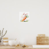 Süße Wasserfarbe Osterhase mit Karotte Poster (Küche)
