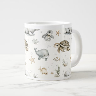 Süße Wasserfarbe-Ozean-Baby-Tiere Jumbo-Tasse