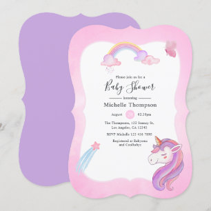 Süße Wasserfarbe Regenbogen Einhorn Baby Mädchen S Einladung