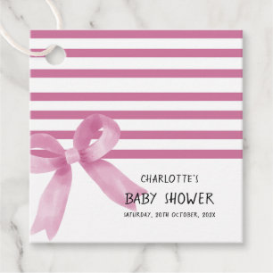 Süße Wasserfarbe Rosa Schleife Baby Shower Geschenkanhänger