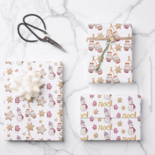 Süße Wasserfarbe-Schneemann-Cookies-Kunst Geschenkpapier Set